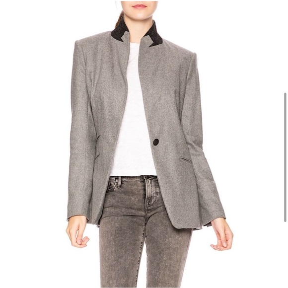 Rag & Bone Blazer Gray Wool Blend Duke Jacket Fall Sz 8 - Picture 3 of 4